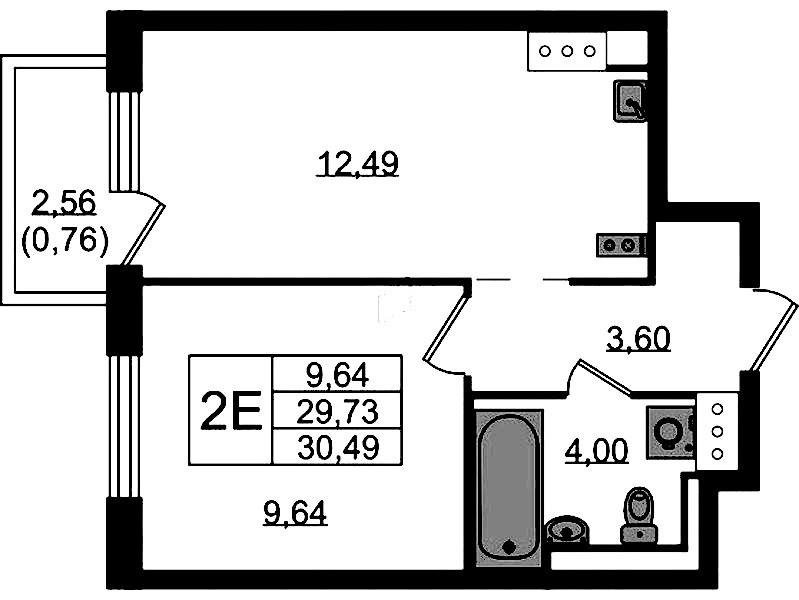 1-комнатная квартира 30.49 м², 8/13 эт., ЖК «Квартал Торики»